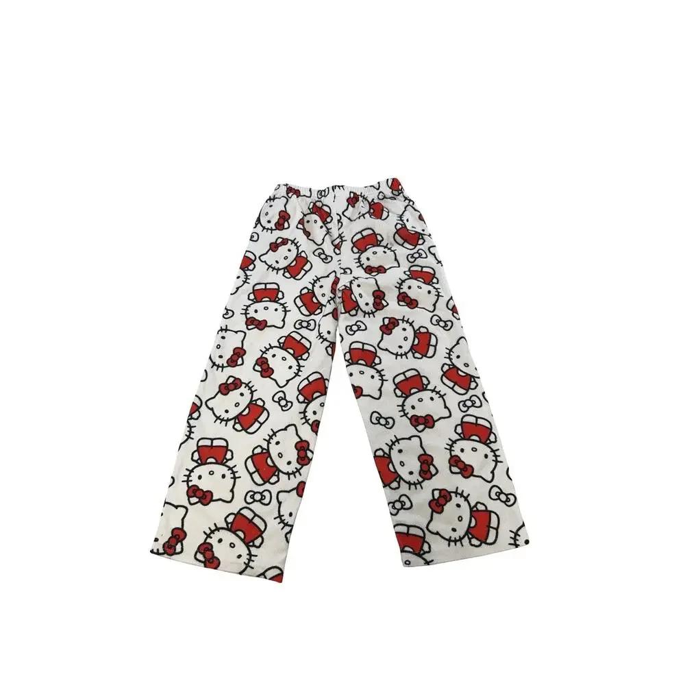 Hello Kitty by Sanrio Girls Size 6 Fleece Pajama Pants White Red All Over Print